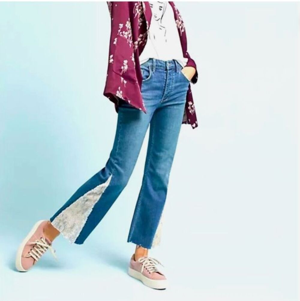 Anthropologie Pilcro The Letterpress Women's 27 High Rise Sequin Flare Jeans